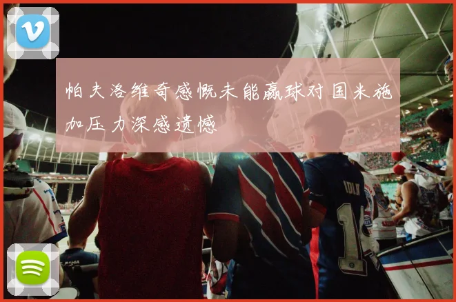 帕夫洛维奇感慨未能赢球对国米施加压力深感遗憾